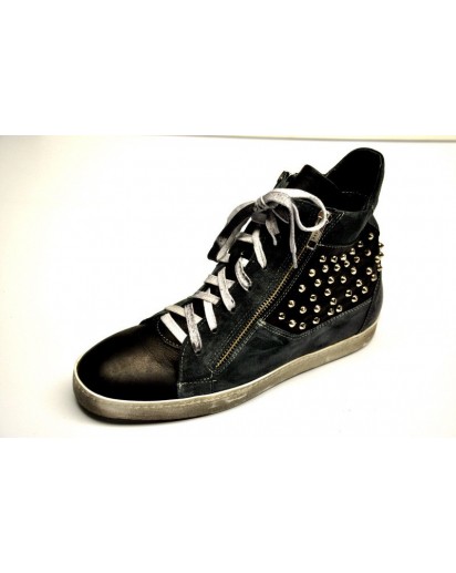 SNEAKER ALTO VIT.NERO+CAMOSCIO GRIGIO