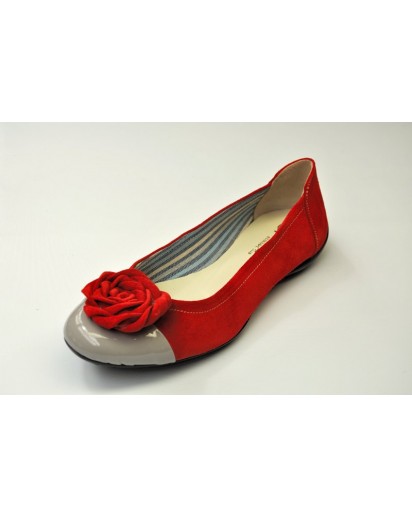 BALLERINA SUOLA GOMMA ROSSO/GRIGIO   RP