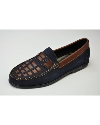 MOCASSINO UOMO BLU-MARRON    FREETIME