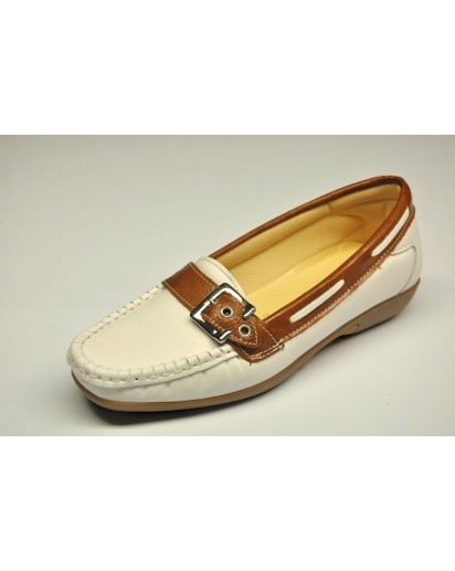 MOCASSINO DONNA BIANCO/CUOIO FREETIME