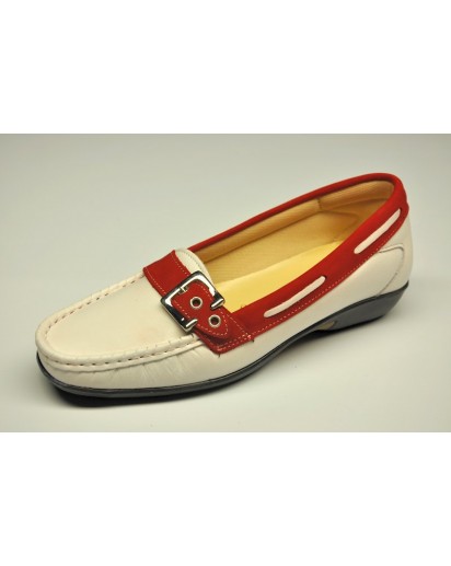 MOCASSINO DONNA BIANCO/ROSSO FREETIME