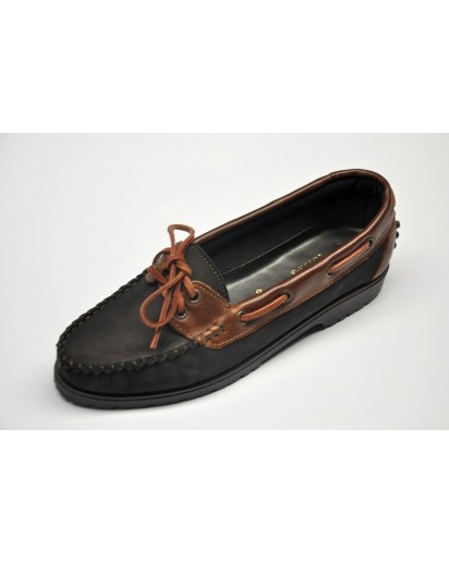 MOCASSINO NAPPA NERO+VIT.MARRON FREETIME