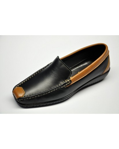 MOCASSINO NAPPA NERO+NATURALE FREETIME