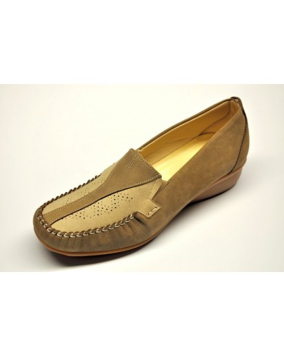 MOCASSINO NABUK TORTORA+BEIGE FREETIME