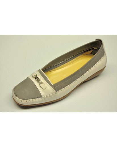 MOCASSINO NABUK+NAPPA BIANCO/GRIGIO FREE