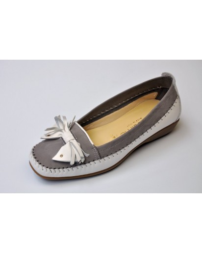 MOCASSINO NABUK+NAPPA BIANCO/GRIGIO FREE