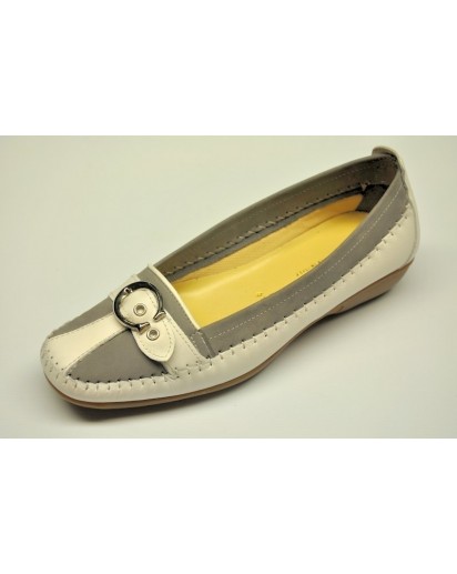 MOCASSINO NABUK+NAPPA BIANCO/GRIGIO FREE