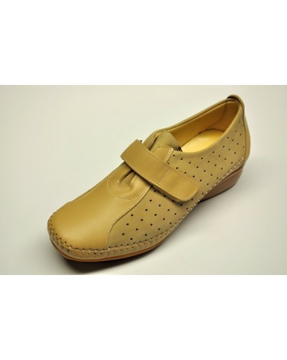 MOCASSINO CINT.VELCRO NAPPA+NABUK BEIGE