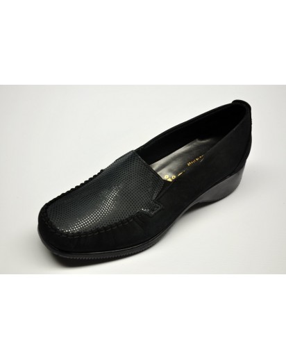 MOCASSINO NABUK+RETTILE NERO FREETIME