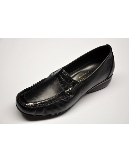 MOCASSINO NAPPA  NERO+COCCO  FREETIME