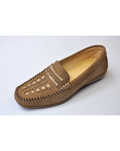 MOCASSINO NABUK TORTORA+BEIGE FREETIME