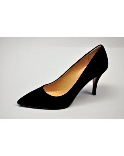 SCARPA DECOLTE` CAMOSCIO NERO  TACCO 70
