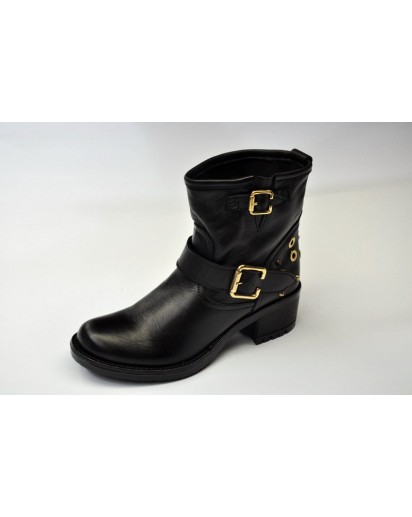 STIVALETTO VITELLO NERO BORCHIE S.CARRO