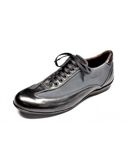 SNEAKER VITELLO NERO+MAT.TECNICO LACCIO