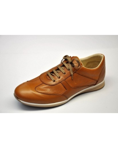 SNEAKER VITELLO FORATO CUOIO  LACCIO