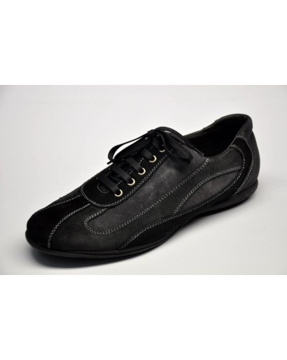 SNEAKER CAMOSCIO NERO/FUMO LACCIO