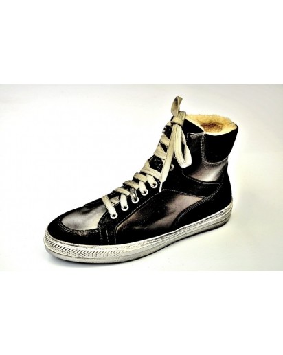 SNEAKER ALTO VITELLO/CAMOSCIO NERO LANA