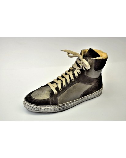 SNEAKER ALTO VITELLO/CAMOSCIO GRIGIO LAN