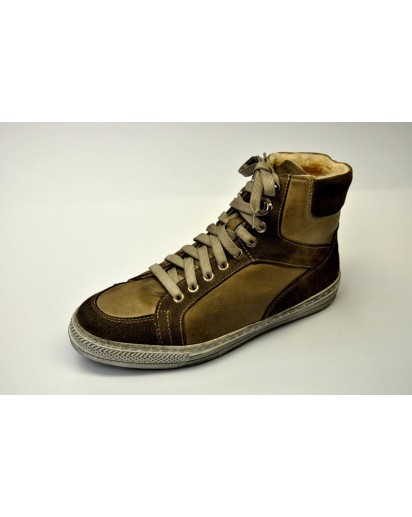 SNEAKER ALTO VITELLO/CAMOSCIO VERDE LANA