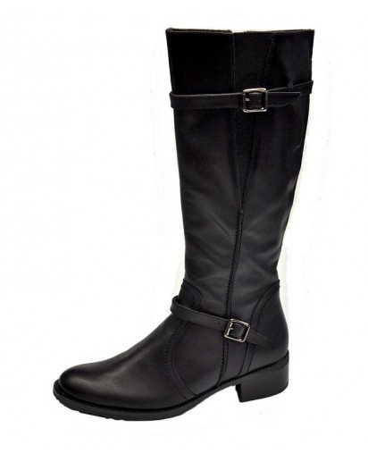 STIVALE VITELLO NERO ELAST.+CINTURINI