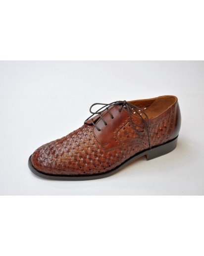 SCARPA INTRECCIATA CON LACCIO VIT.CUOIO