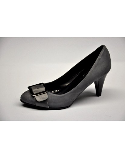 SCARPA CAMOSCIO GRIGIO + FIBBIA TACCO 70