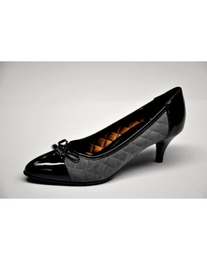 SCARPA CAMOSCIO GRIGIO+VR NERO TACCO 50
