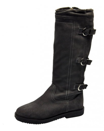 STIVALE CAMOSCIO GRIGIO FODERA LANA