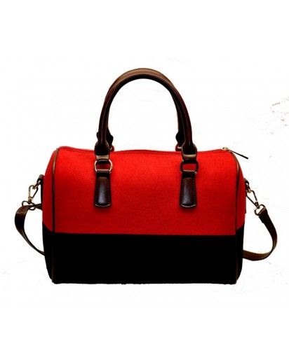 BORSA FELTRINO BICOLORE ROSSO-MARRONE