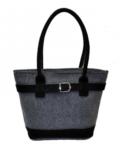 BORSA SHOPPING FELTRO GRIGIO/NERO