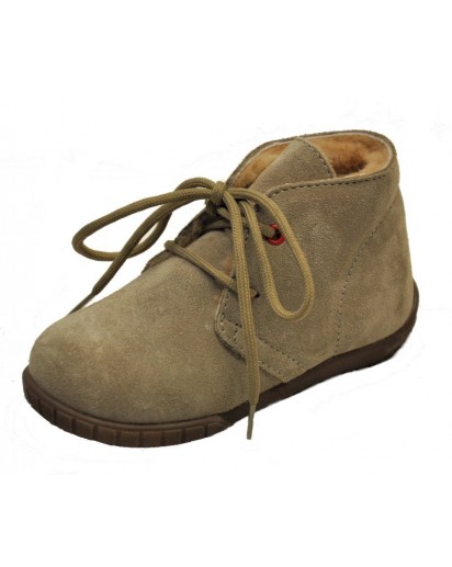 SCARPA BIMBO ALLACCIATA CAMOSCIO BEIGE