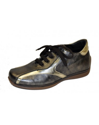 SCARPA BIMBO PELLE LAM.CANNA DI F. + ORO