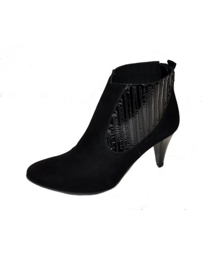 STIVALETTO CAMOSCIO E VERNICE NERO TA 70
