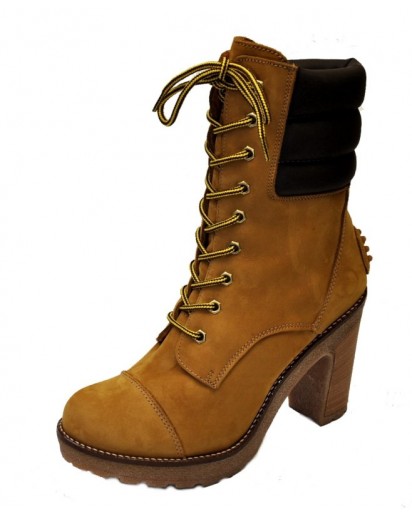 STIVALETTO NABUK GIALLO SUOLA PLATO`80