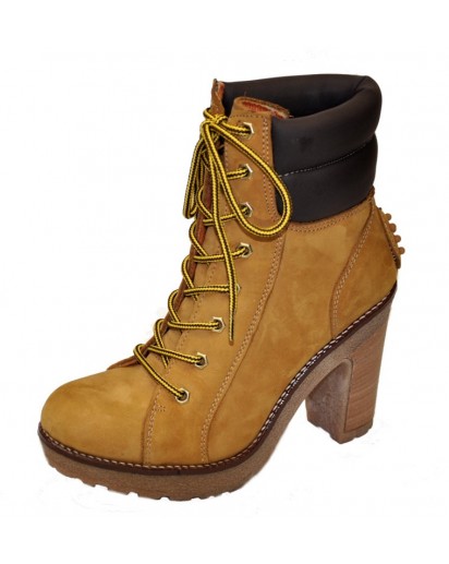 STIVALETTO NABUK GIALLO SUOLA PLATO`80