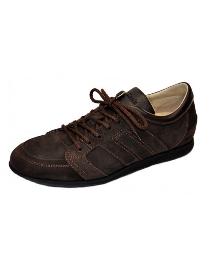 SNEAKER ALLACCIATO NABUK+VITELLO CAFFE`