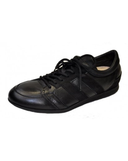 SNEAKER ALLACCIATO NABUK+VITELLO NERO