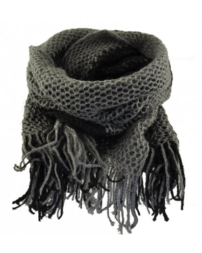 SCIARPA LANA BICOLORE GRIGIO/NERO