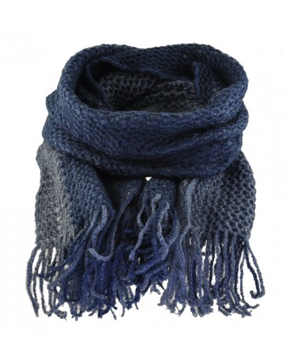 SCIARPA LANA BICOLORE BLU/CELESTE