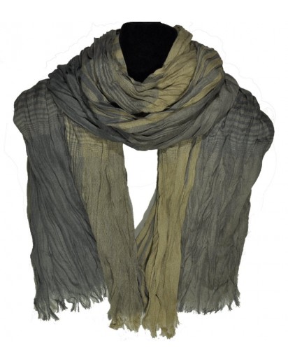 SCIARPA PLISSETATA BICOLORE GRIGIO/BEIGE