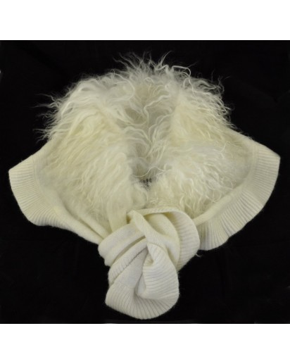SCIARPA CON COLLO MONGOLIA BIANCO