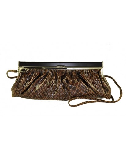 POCHETTE ECOPELLE STAMPA COCCO MARRONE