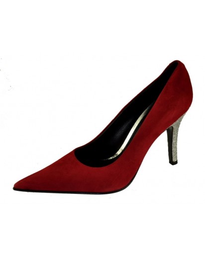 SCARPA DECOLTE` CAMOSCIO ROSSO TACCO 90
