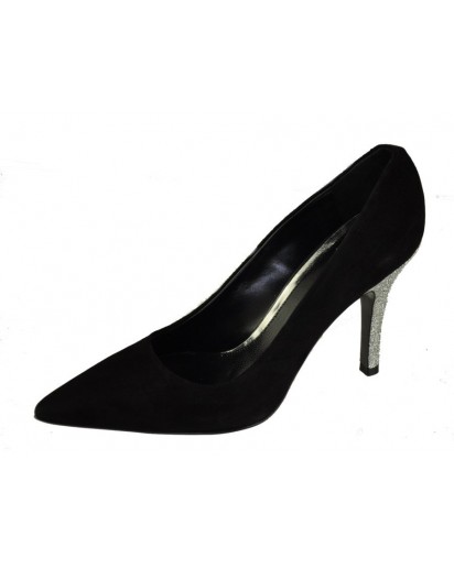 SCARPA DECOLTE` CAMOSCIO NERO TACCO 90