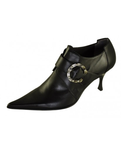 SCARPA NAPPA NERO TACCO 60 A ROCCHETTO
