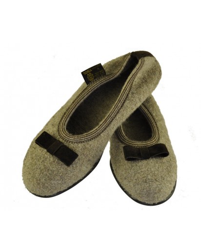 PANTOFOLA BALLERINA CON FIOCCO LANA COTT