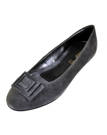 BALLERINA CAMOSCIO GRIGIO SUOLA GOMMMA