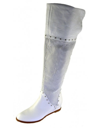 STIVALE NAPPA FORATO BIANCO SFODERATO
