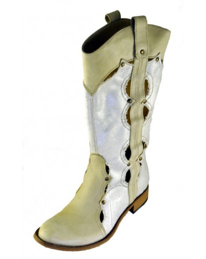 STIVALE ESTIVO TESSUTO METAL + PELLE B.