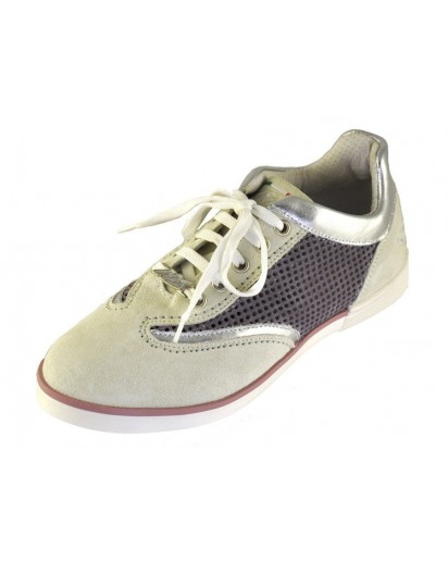 SNEAKER PELLE E CAMOSCIO PRUGNA/GHIACCIO